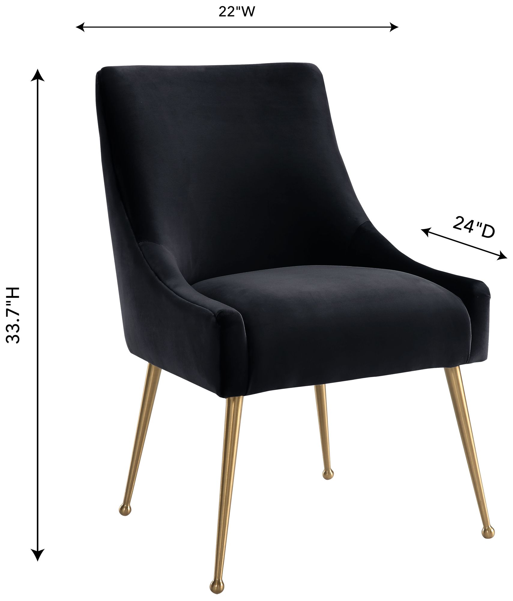 Beatrix Black Velvet Side Chair