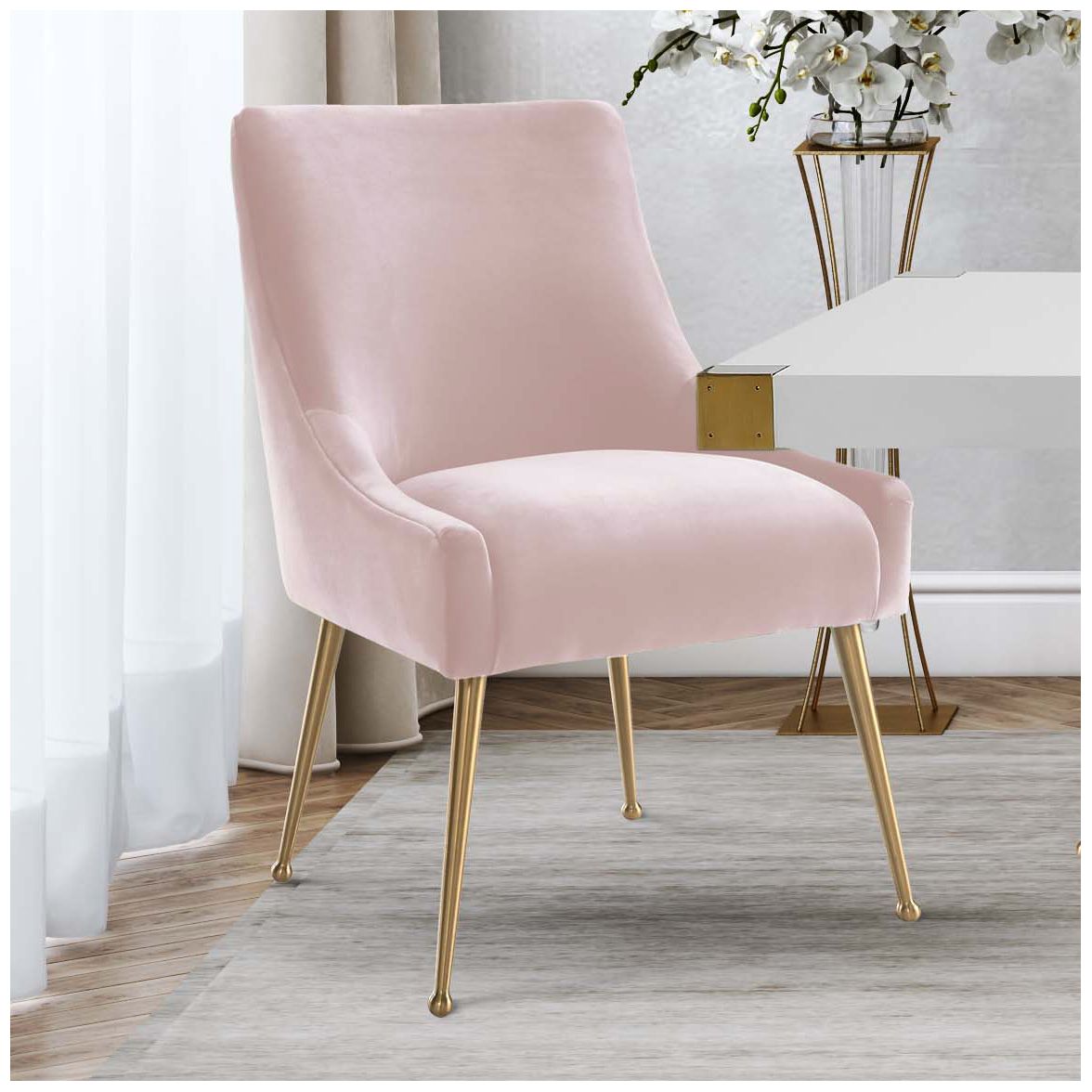 Image 7 Beatrix Blush Velvet Side Chair more views