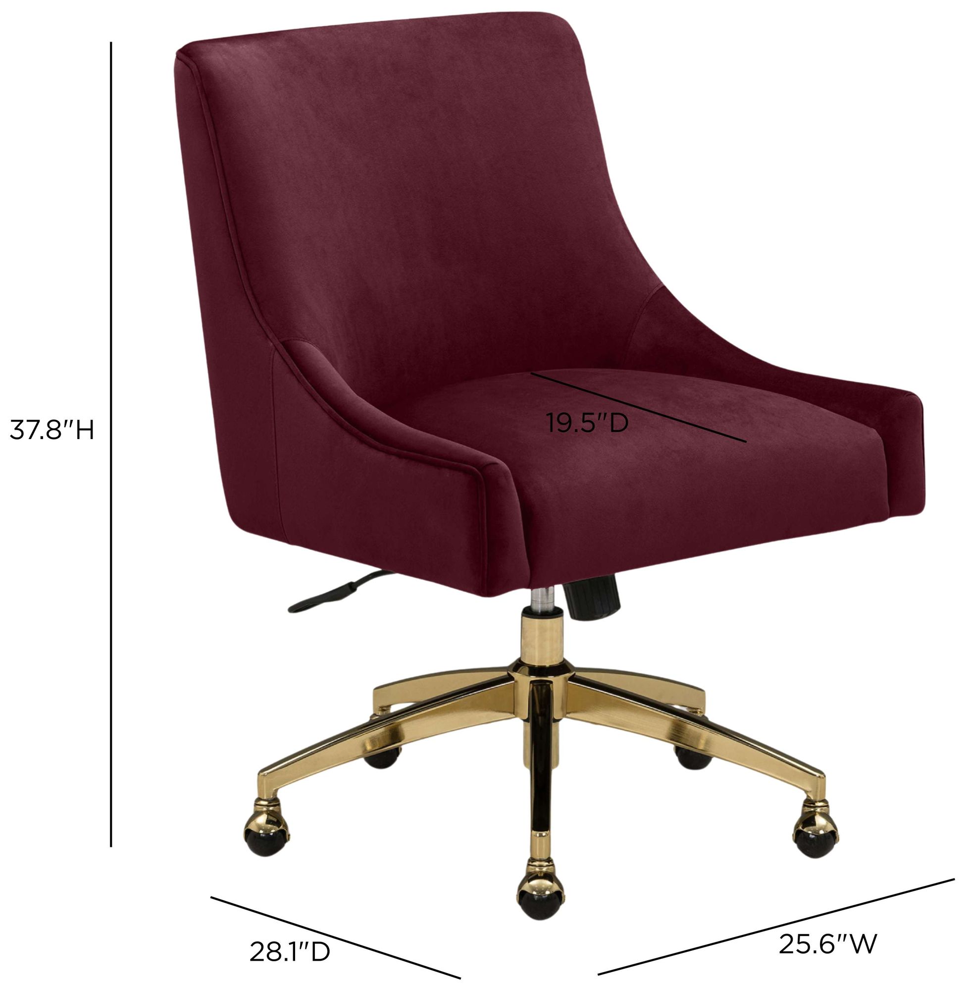 Image 6 Beatrix Burgundy Performance Velvet Office Swivel Chair more views