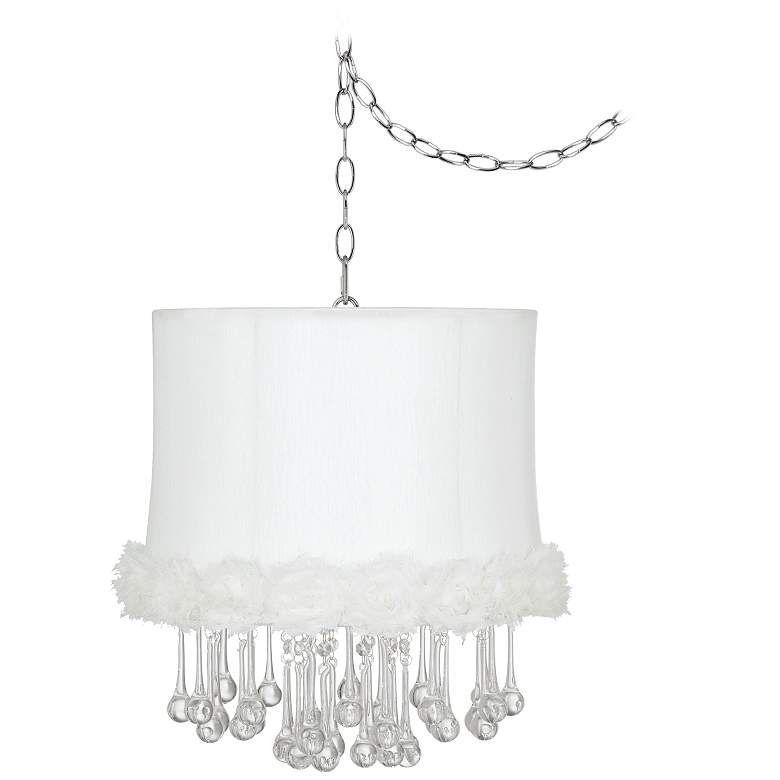Image 1 Beatrix Crystal 14 inch Wide White Rosettes Mini Chandelier