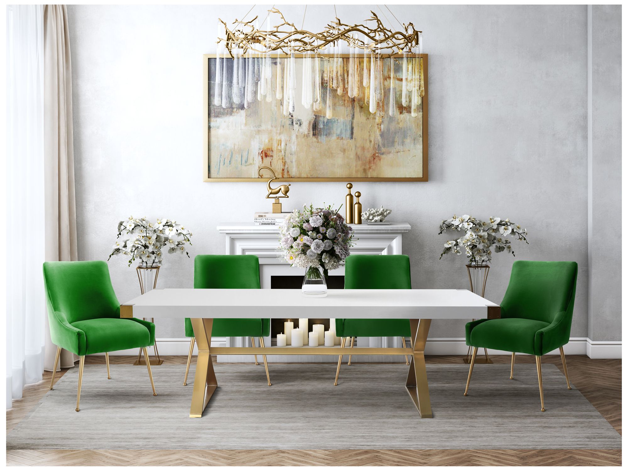 Beatrix Green Velvet Side Chair