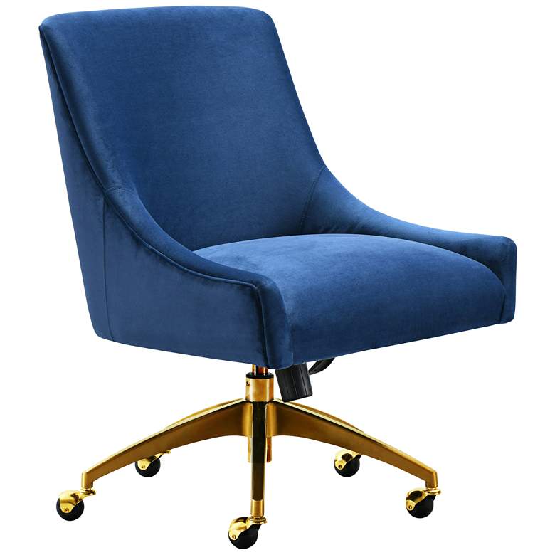 Image 1 Beatrix Navy Velvet Adjustable Swivel Office Chair
