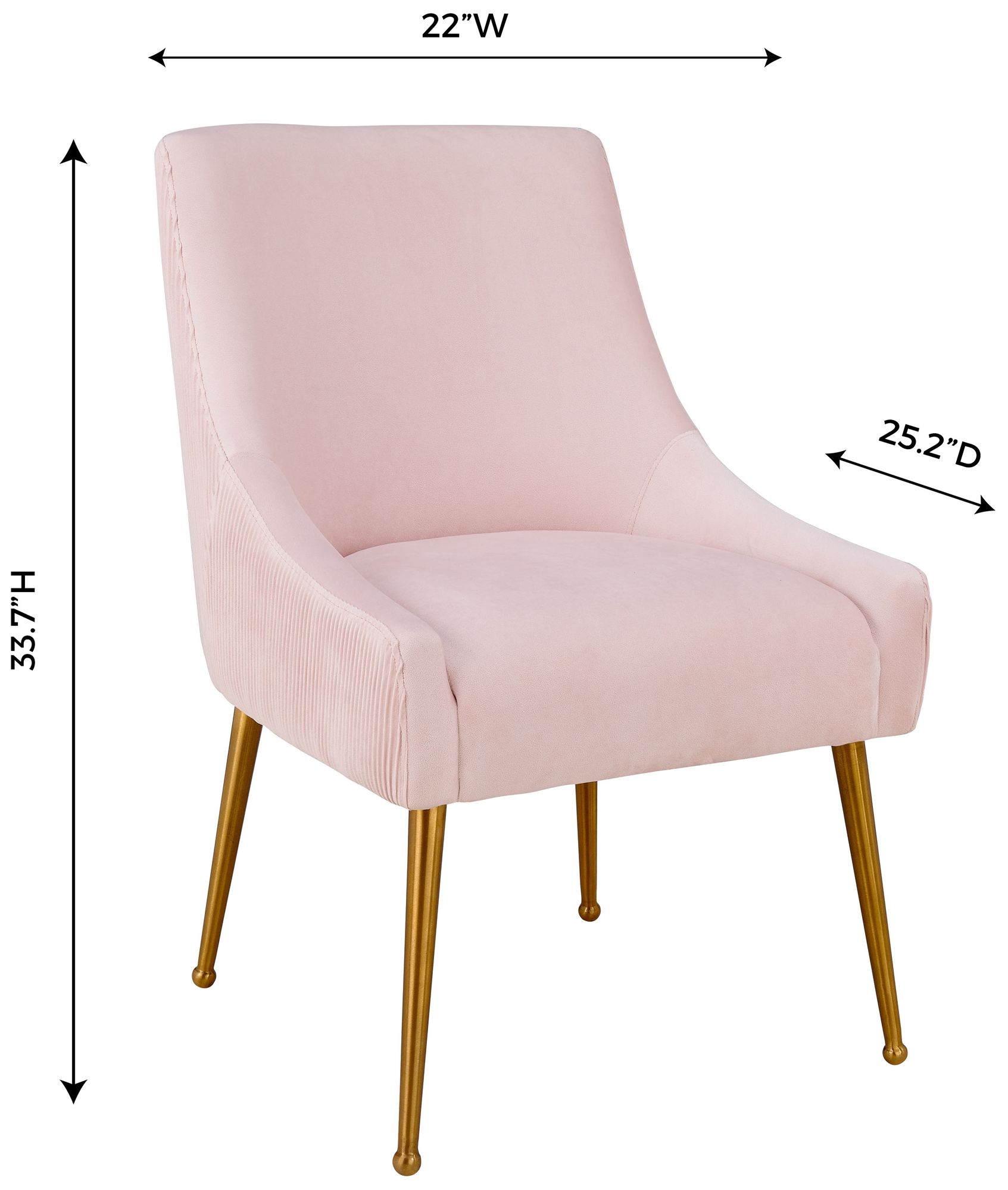 Image 6 Beatrix Pleated Blush Velvet Side Chair more views