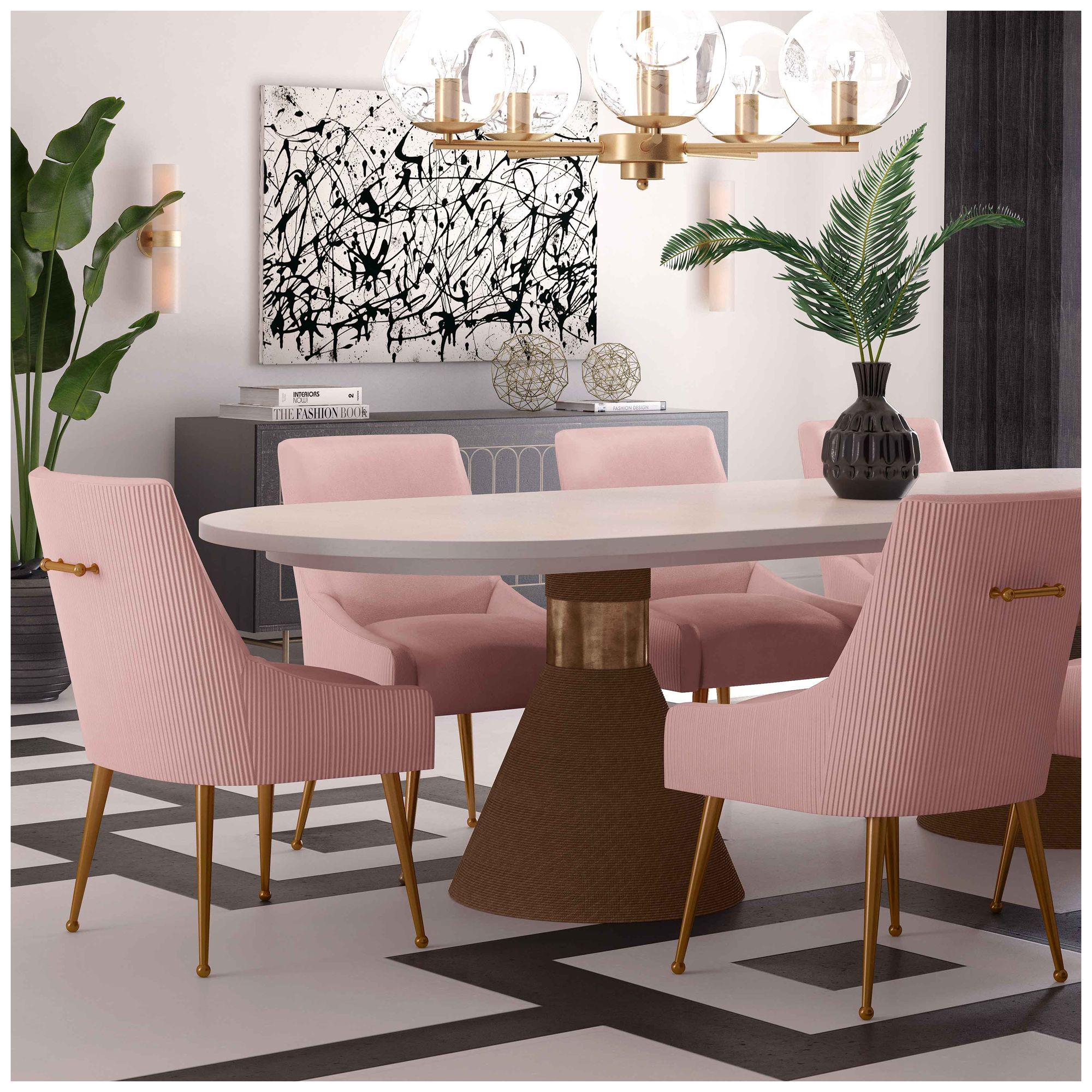 Image 7 Beatrix Pleated Blush Velvet Side Chair more views