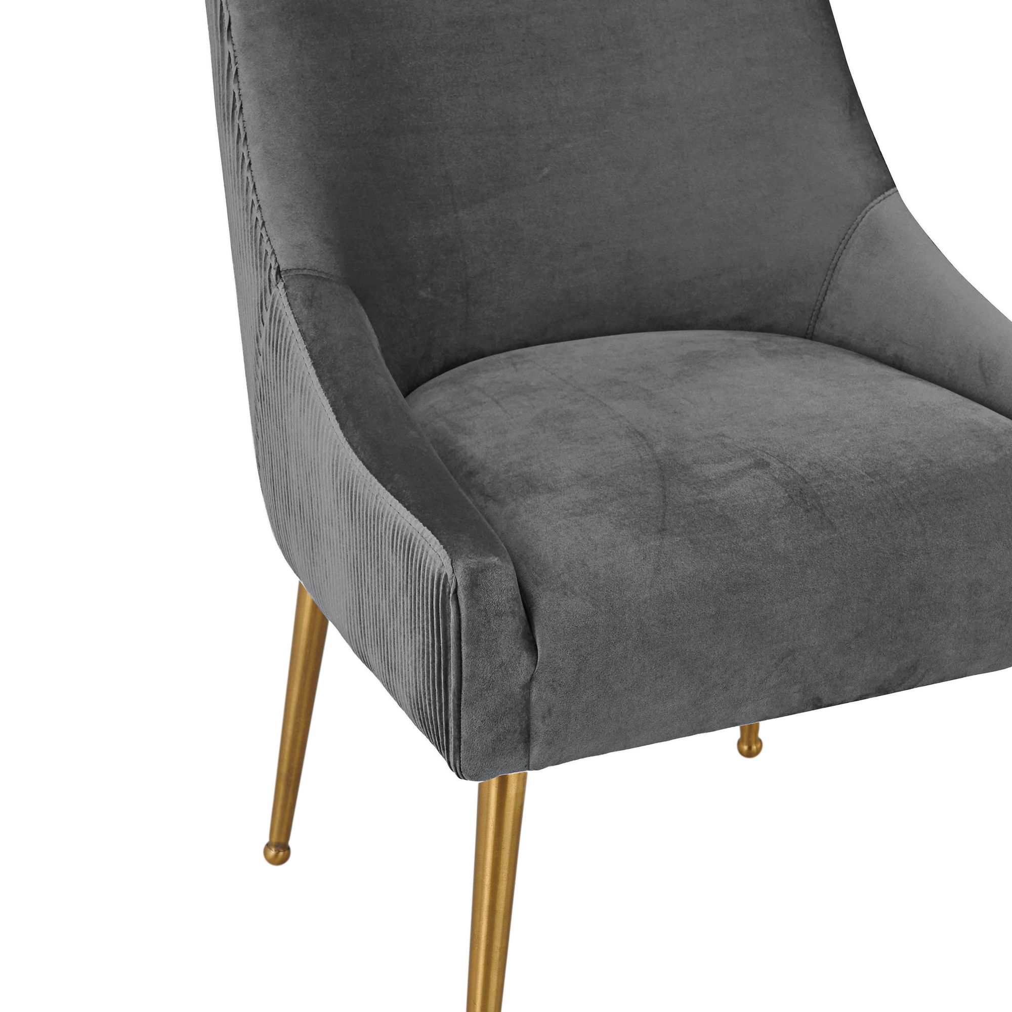 Image 4 Beatrix Pleated Grey Velvet Side Chair more views