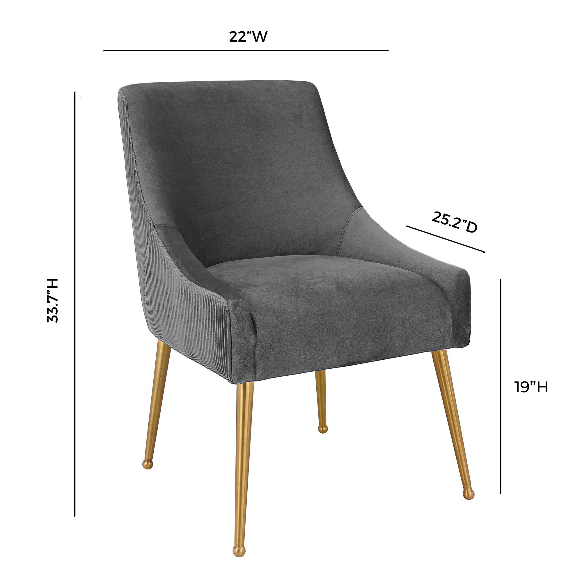 Image 7 Beatrix Pleated Grey Velvet Side Chair more views