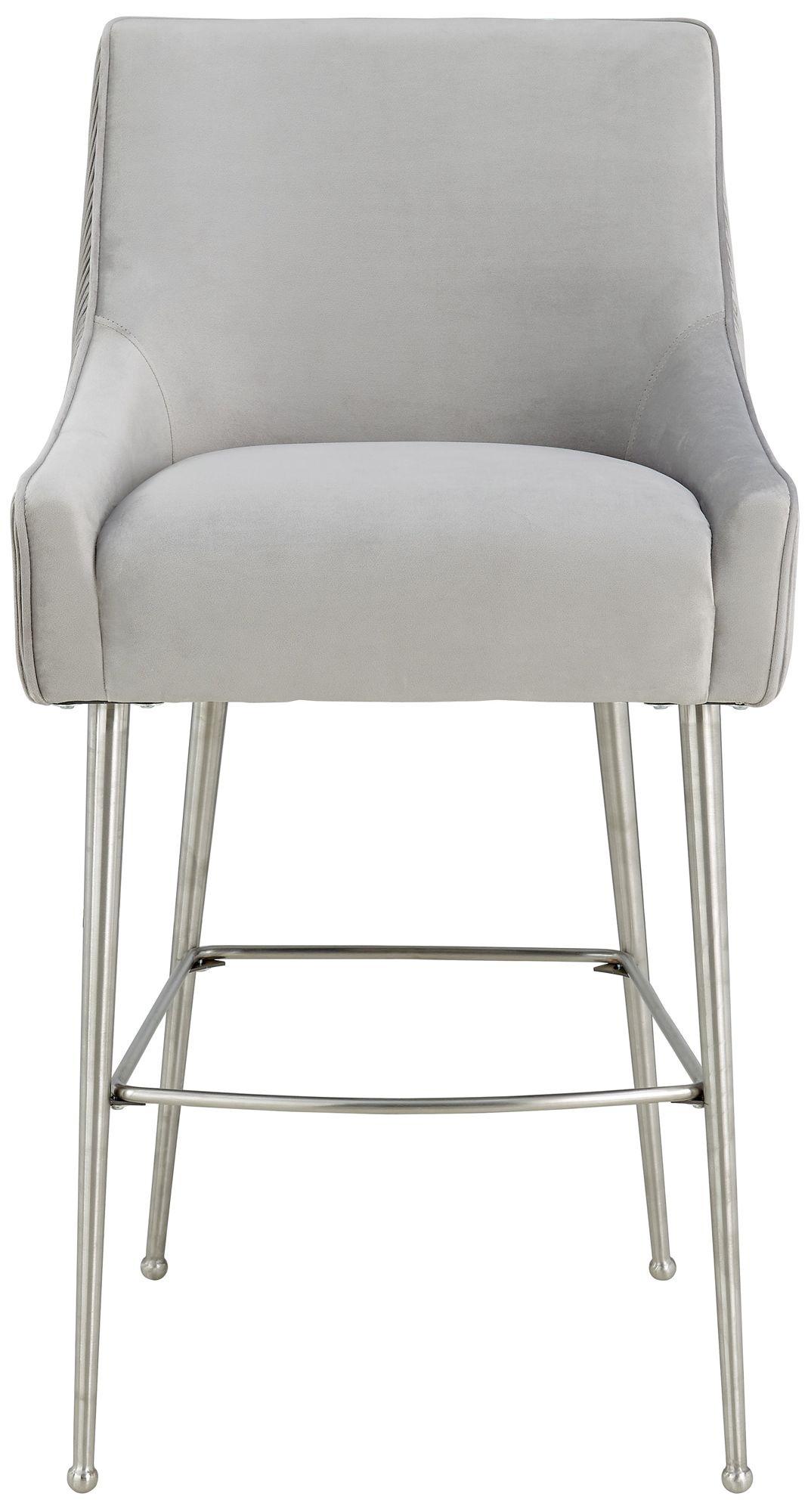 Image 2 Beatrix Pleated Light Grey Velvet Counter Stool more views