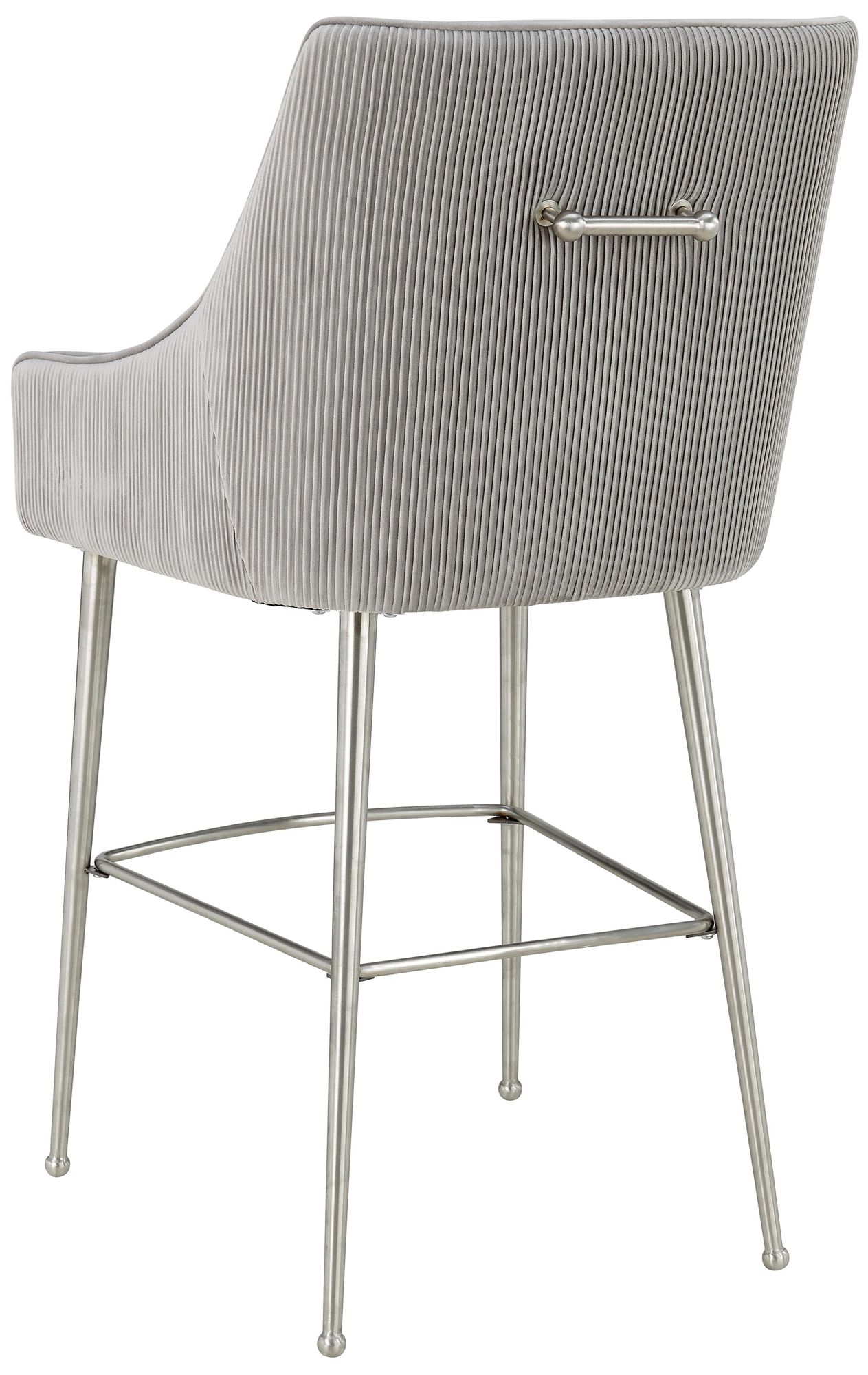 Image 3 Beatrix Pleated Light Grey Velvet Counter Stool more views