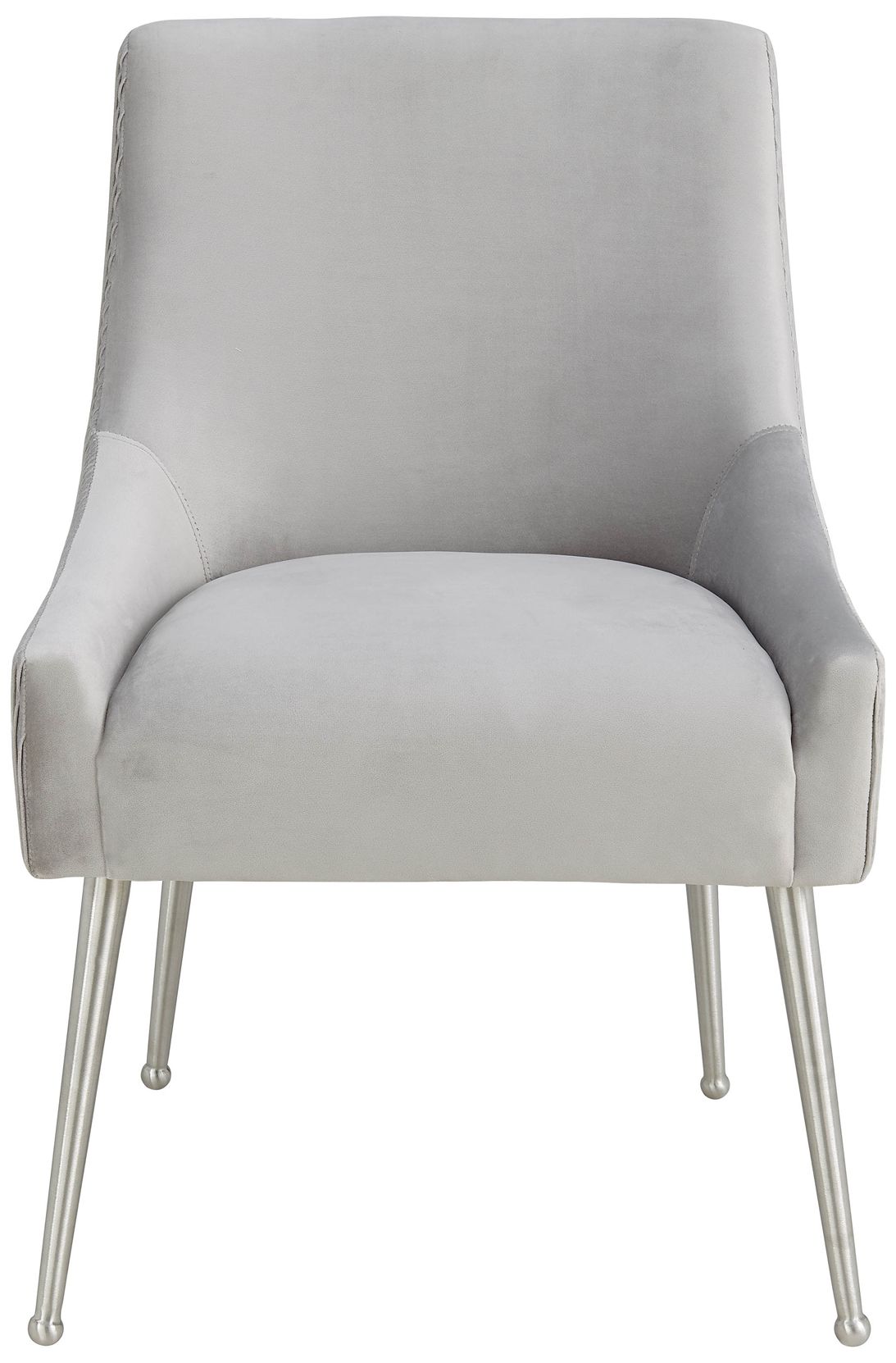 Image 2 Beatrix Pleated Light Grey Velvet Side Chair - Silver Legs more views