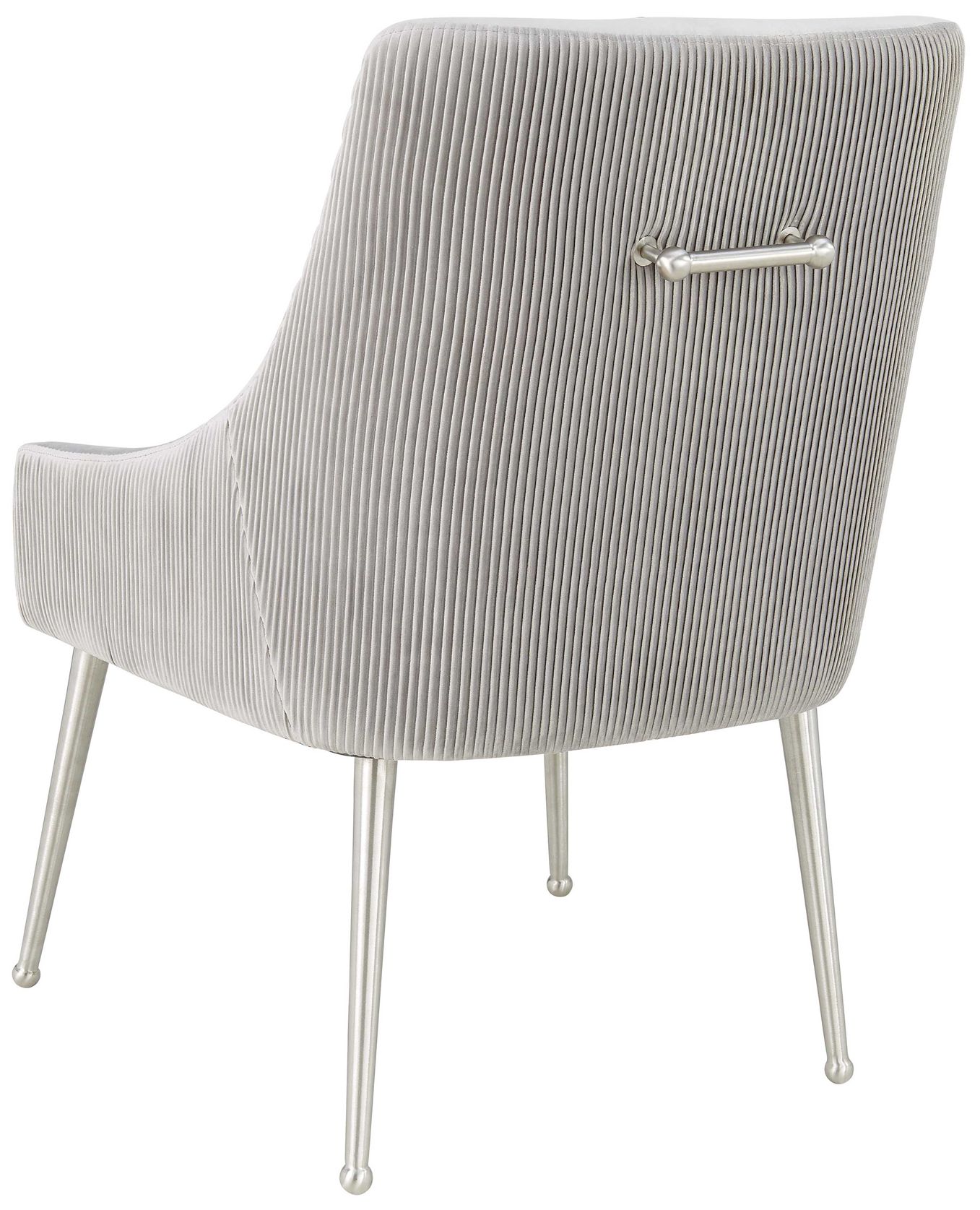 Image 3 Beatrix Pleated Light Grey Velvet Side Chair - Silver Legs more views