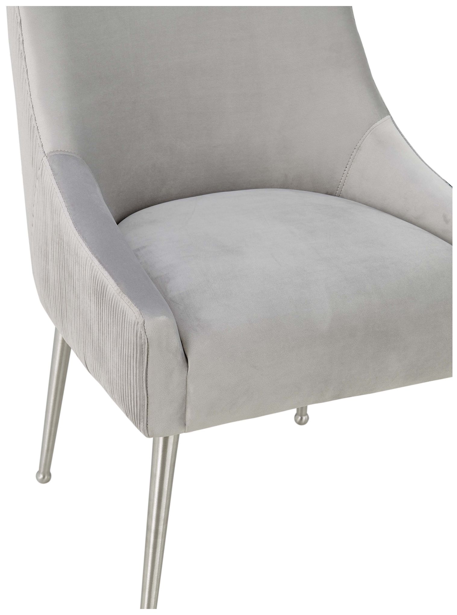 Image 4 Beatrix Pleated Light Grey Velvet Side Chair - Silver Legs more views
