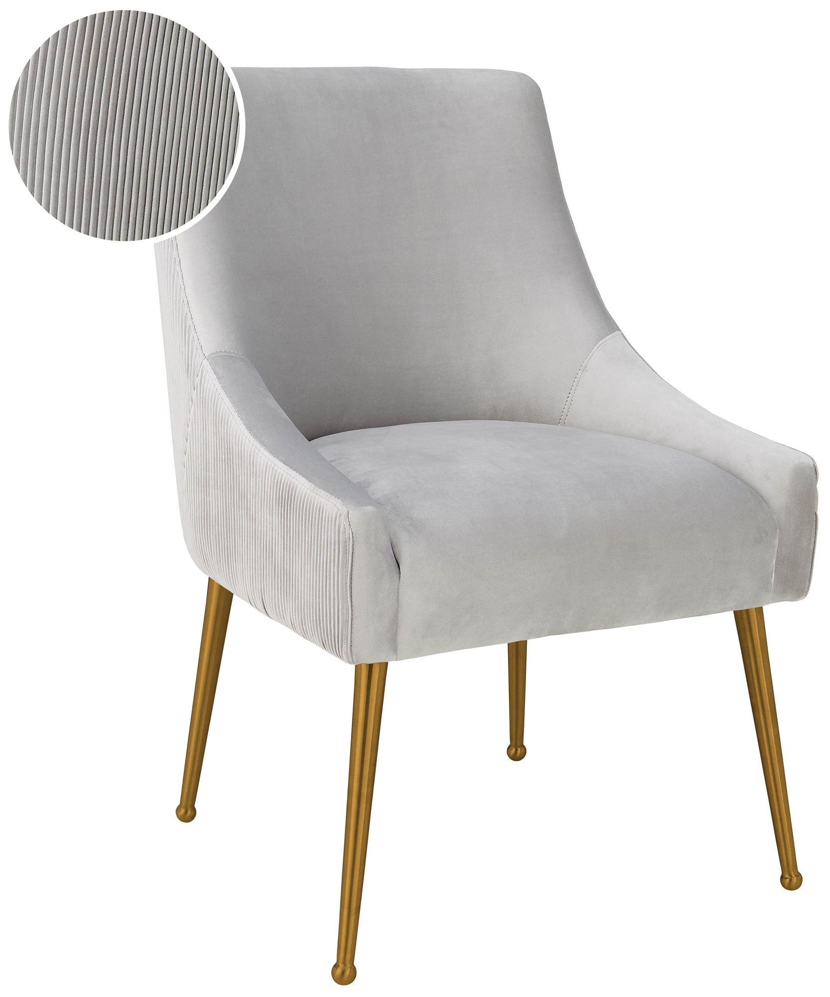 Beatrix Pleated Light Grey Velvet Side Chair