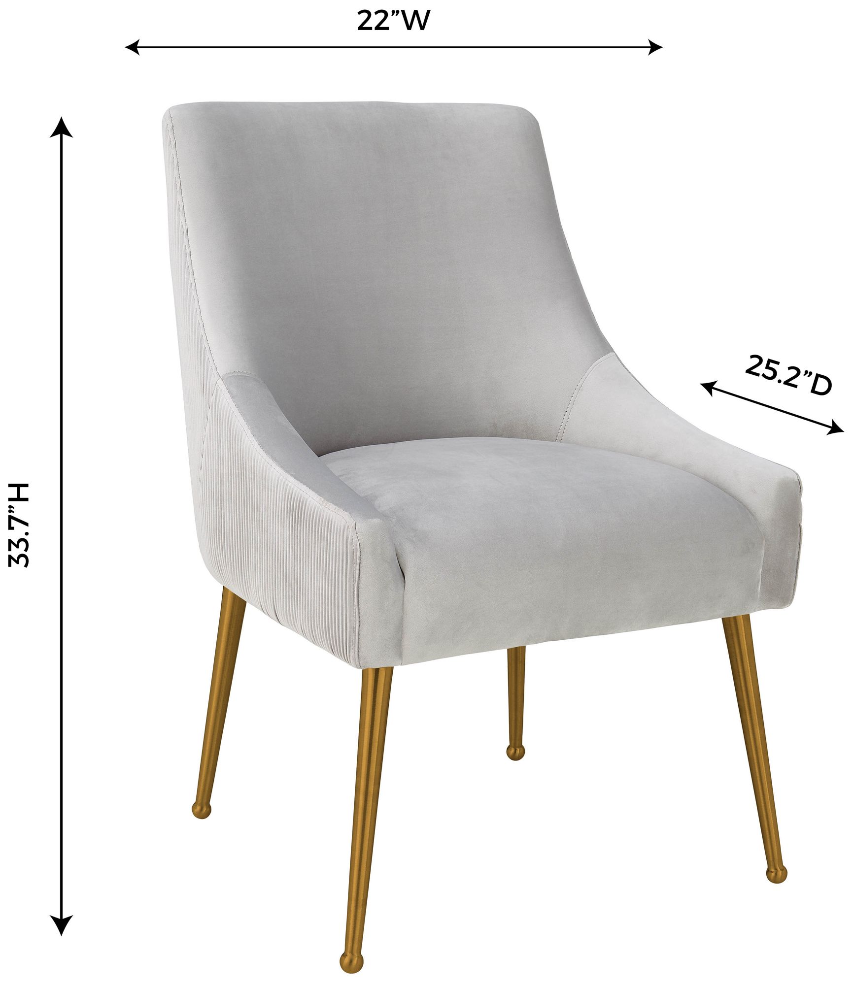 Beatrix Pleated Light Grey Velvet Side Chair