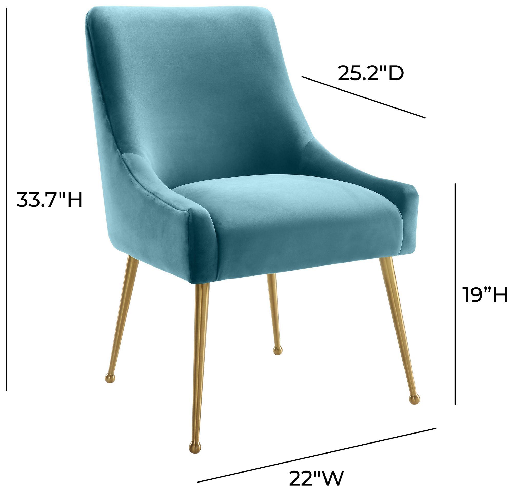 Thumbnail4 of Beatrix Sea Blue Velvet Side Chair more views