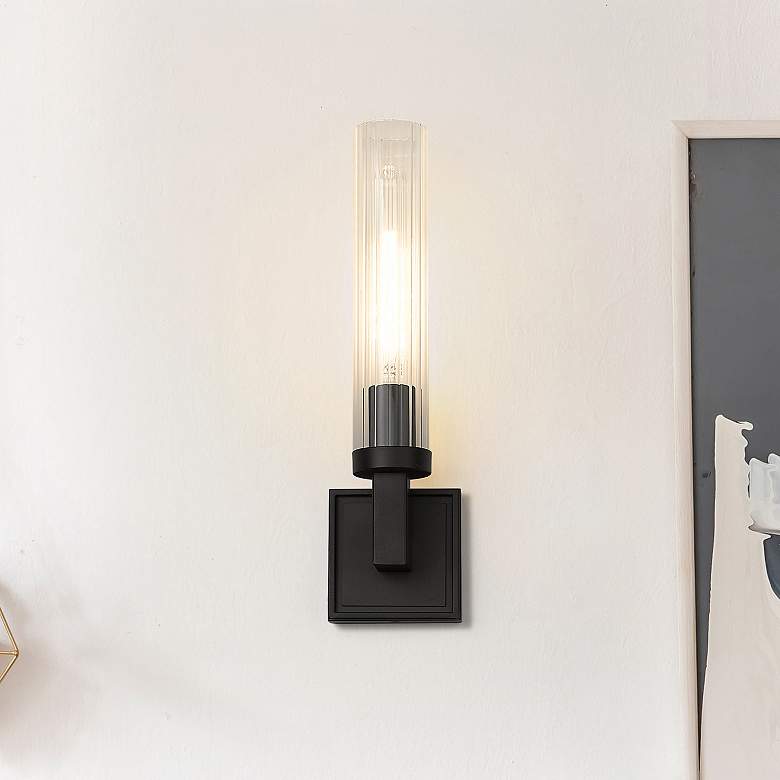 Image 1 Beau 10 1/4" High Bronze Metal Wall Sconce