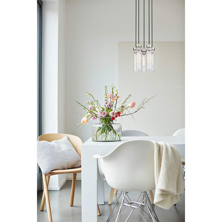 Image 3 Beau 12" Wide Brushed Nickel 5-Light Mini Pendant more views