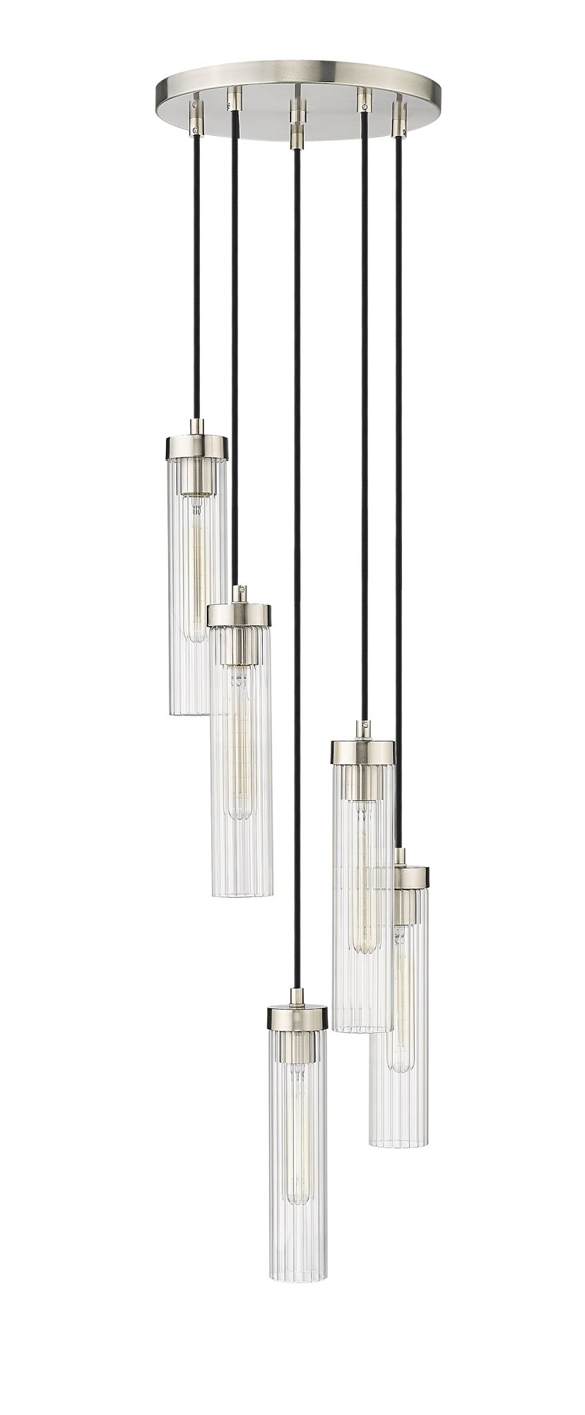 Beau 12" Wide Brushed Nickel 5-Light Mini Pendant