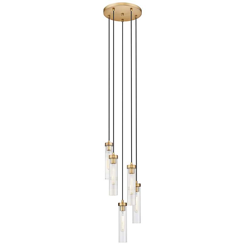 Image 1 Beau 12" Wide Rubbed Brass Multi-Light Pendant