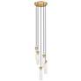 1_Beau 12" Wide Rubbed Brass Multi-Light Pendant