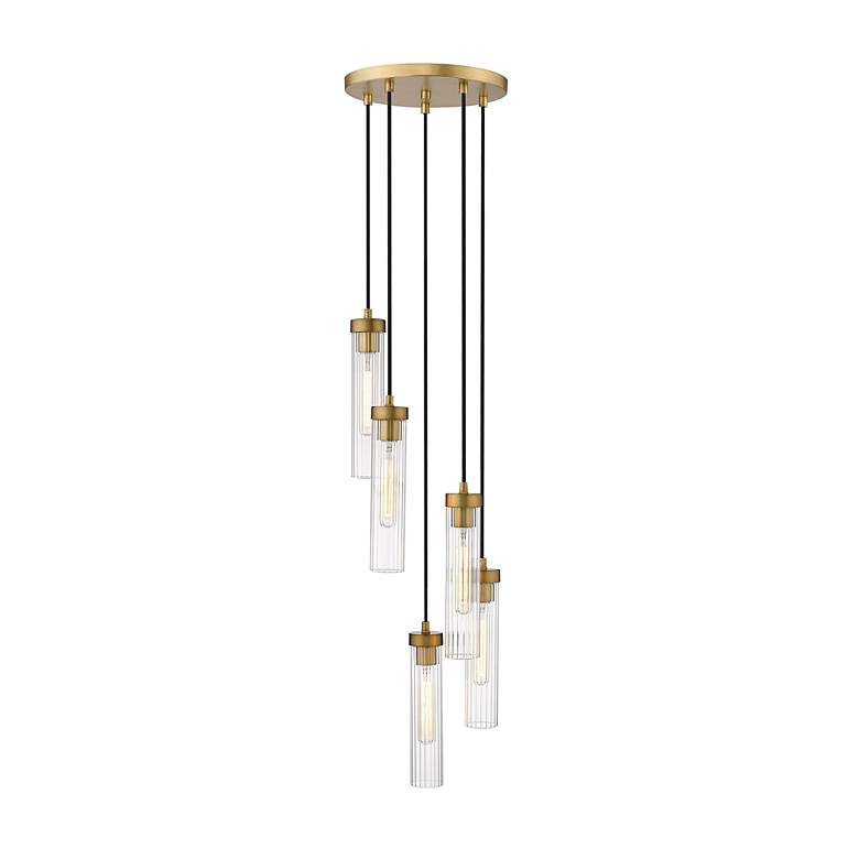 Image 5 Beau 12" Wide Rubbed Brass Multi-Light Pendant more views