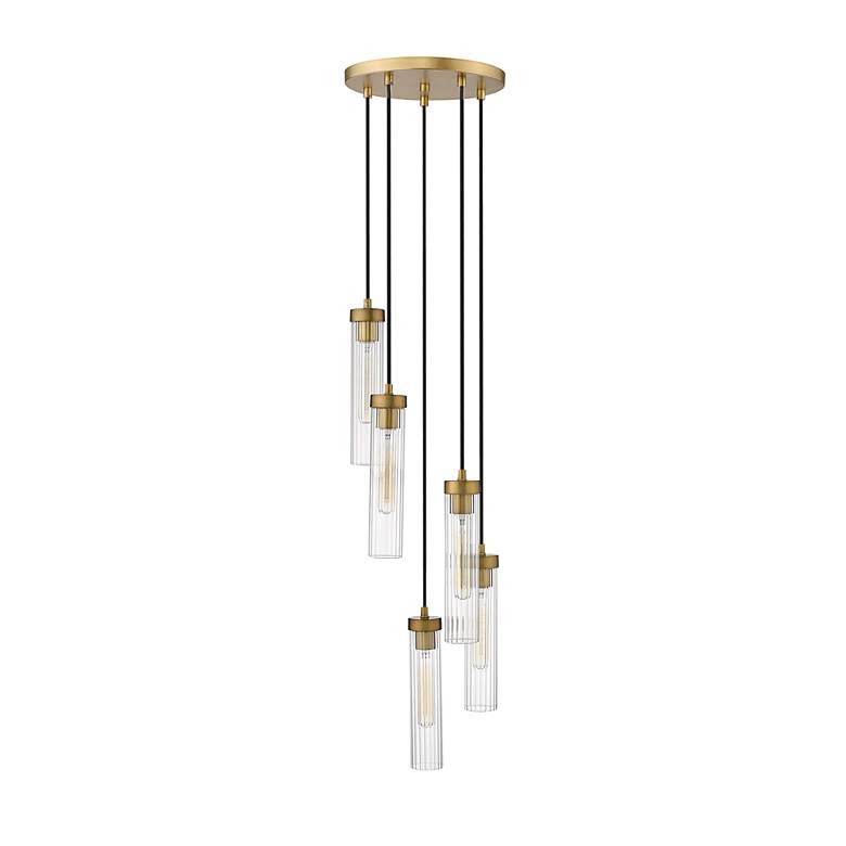 Image 7 Beau 12" Wide Rubbed Brass Multi-Light Pendant more views