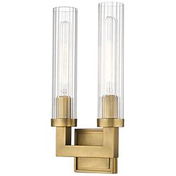 Beau 16 3/4" High Rubbed Brass 2-Light Wall Sconce