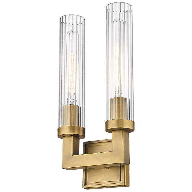 Image 5 Beau 16 3/4" High Rubbed Brass 2-Light Wall Sconce more views