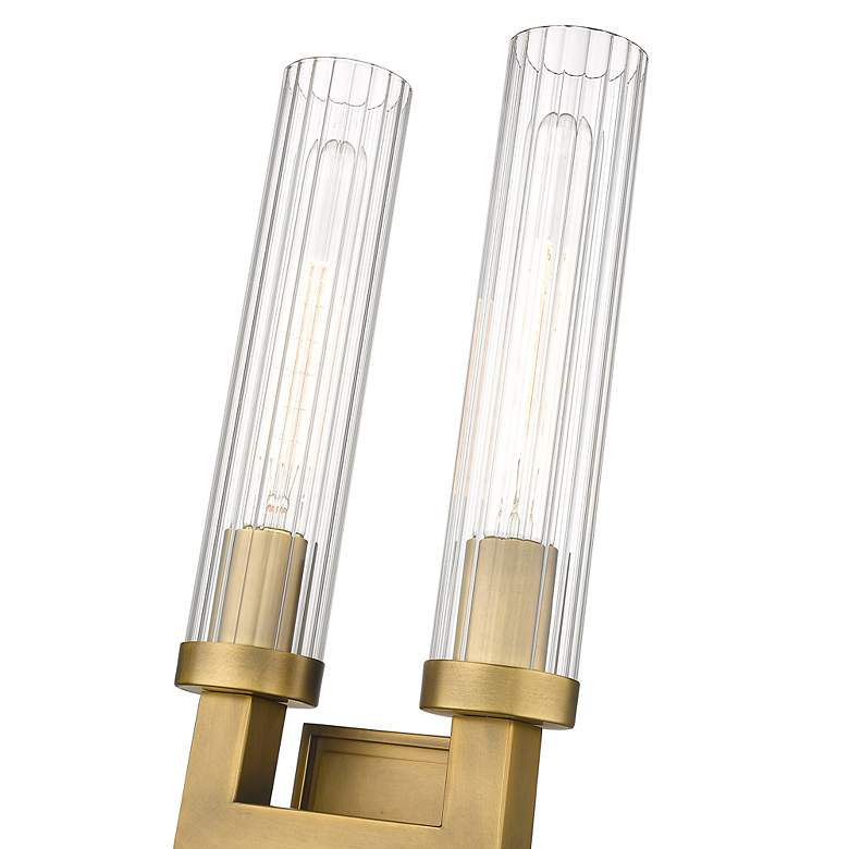 Image 7 Beau 16 3/4" High Rubbed Brass 2-Light Wall Sconce more views