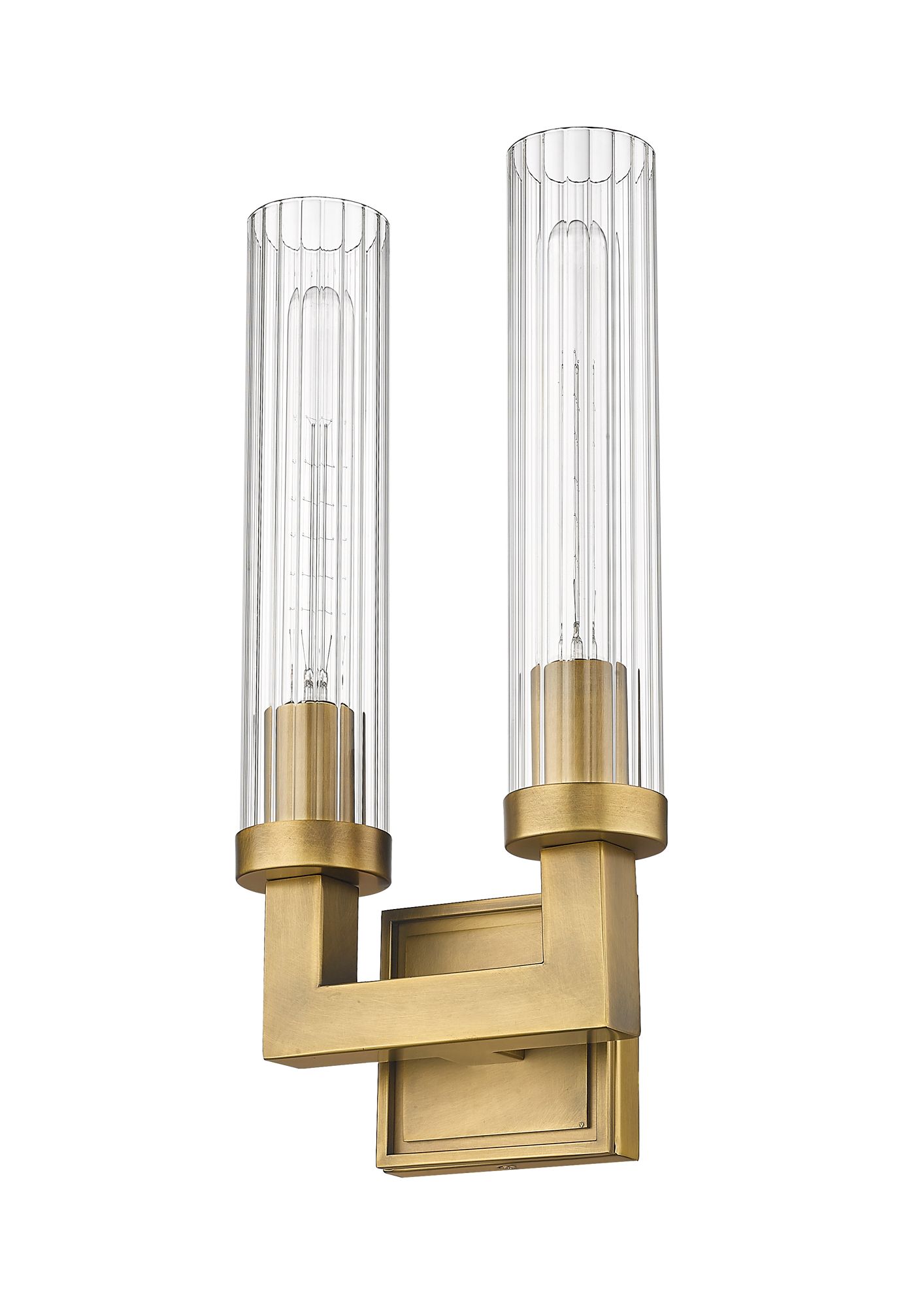 Beau 16 3/4" High Rubbed Brass 2-Light Wall Sconce