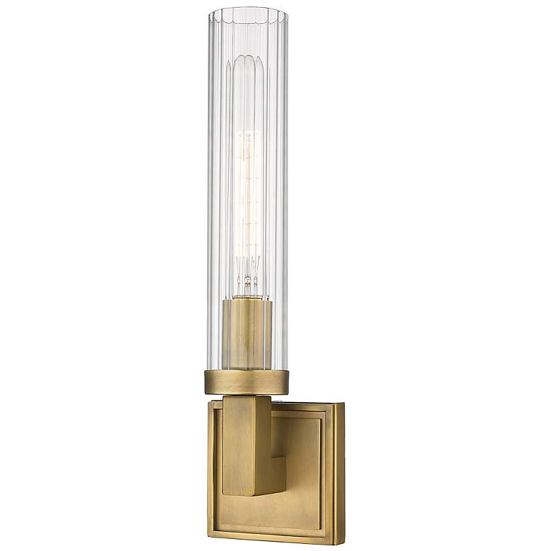 Image 3 Beau 16 3/4" High Rubbed Brass Wall Sconce