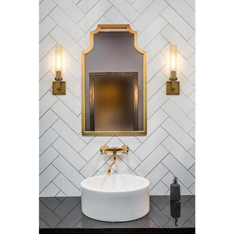 Image 4 Beau 16 3/4" High Rubbed Brass Wall Sconce more views