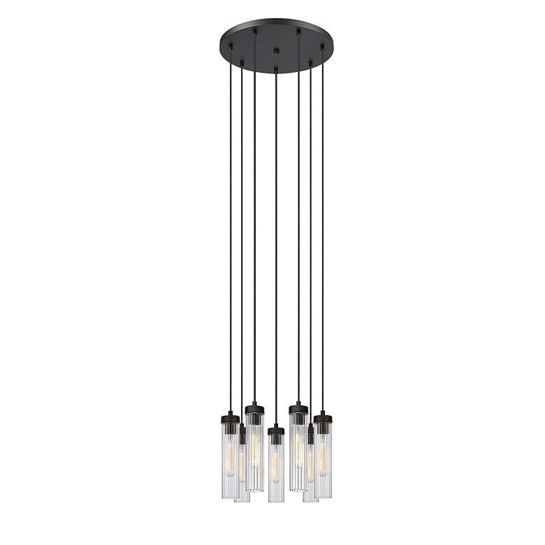 Image 6 Beau 18" Wide Matte Black 7-Light Cylinder Pendant more views