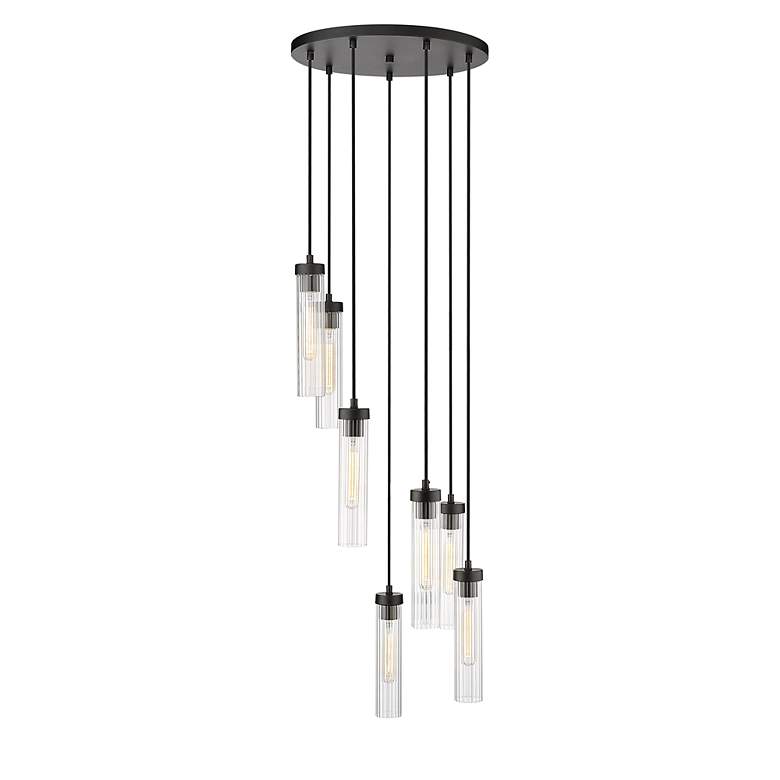 Image 7 Beau 18" Wide Matte Black 7-Light Cylinder Pendant more views