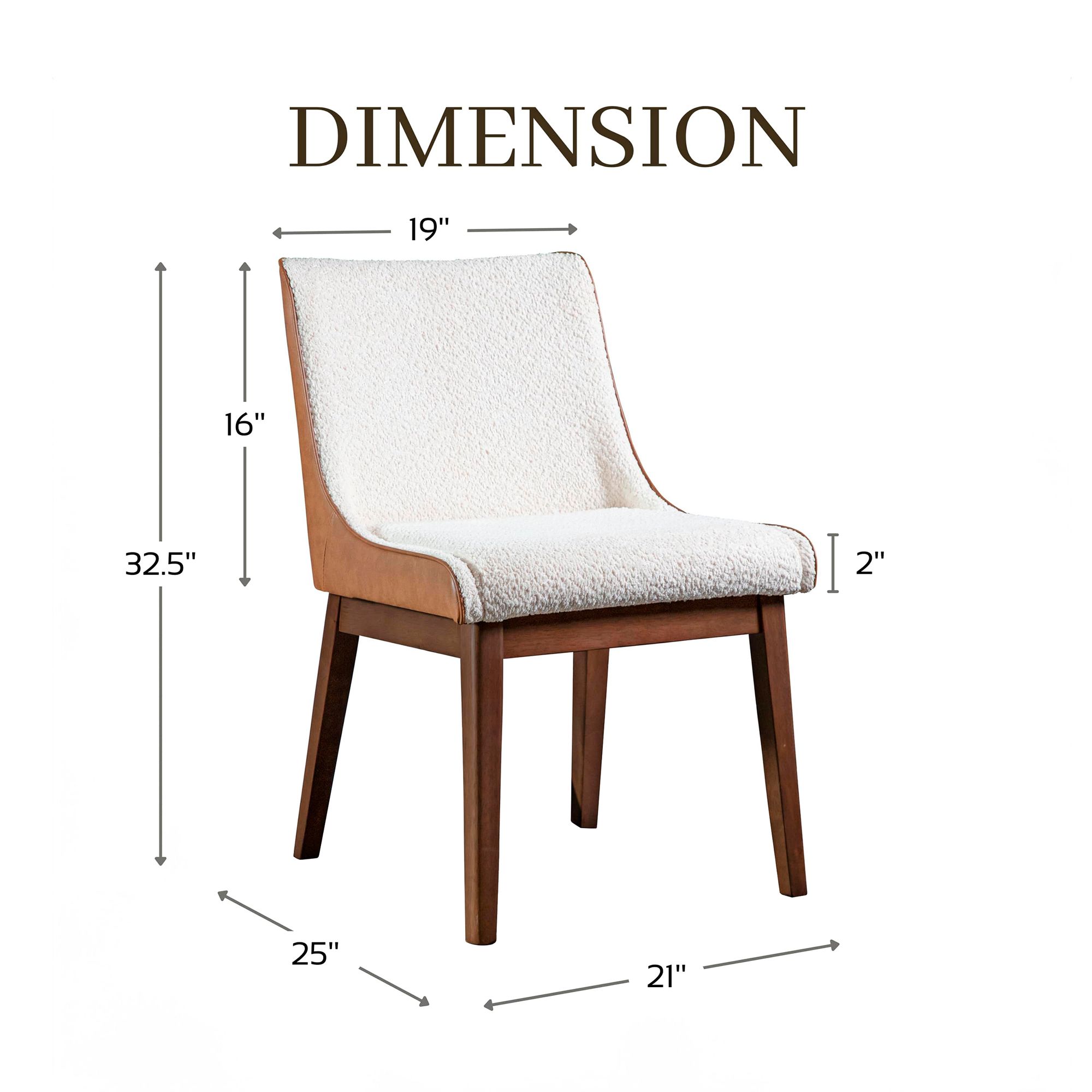 Beau 21" Wide White Boucle Fabric Modern Side Chairs Set of 2