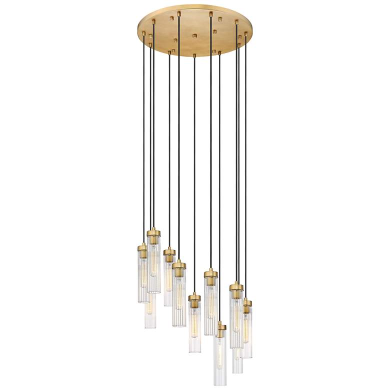 Image 1 Beau 24" Wide Rubbed Brass Multi-Light Pendant