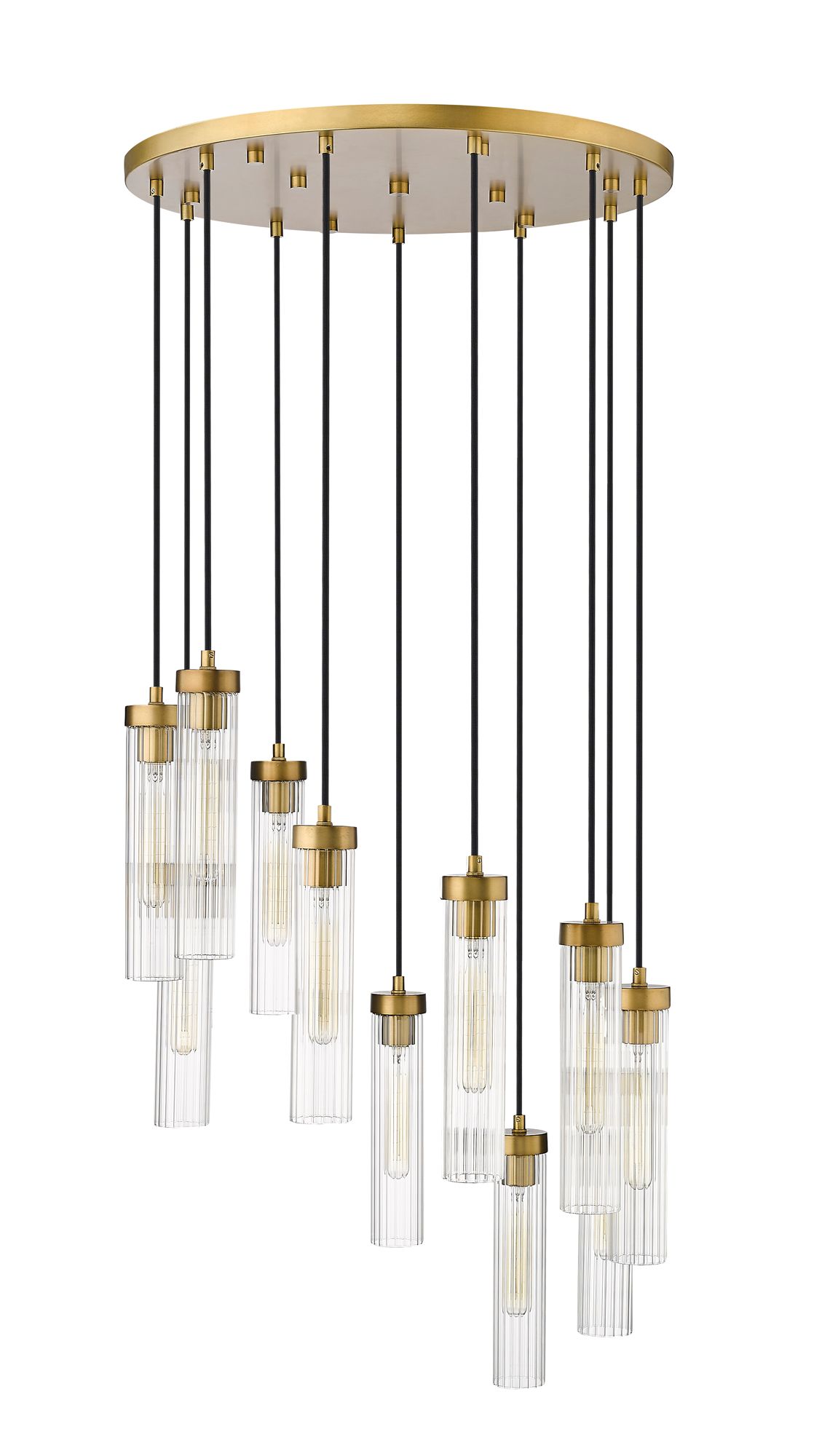 Beau 24" Wide Rubbed Brass Multi-Light Pendant