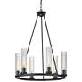 3_Beau 26" Wide Bronze 6-Light Wagon Wheel Chandelier