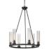 Beau 26" Wide Bronze 6-Light Wagon Wheel Chandelier