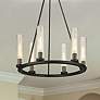 2_Beau 26" Wide Bronze 6-Light Wagon Wheel Chandelier