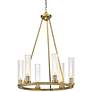3_Beau 26" Wide Rubbed Brass 6-Light Chandelier