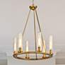 2_Beau 26" Wide Rubbed Brass 6-Light Chandelier