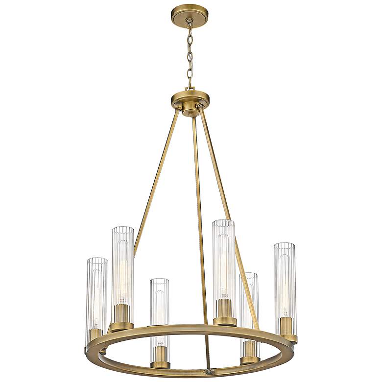 Image 6 Beau 26" Wide Rubbed Brass 6-Light Chandelier more views