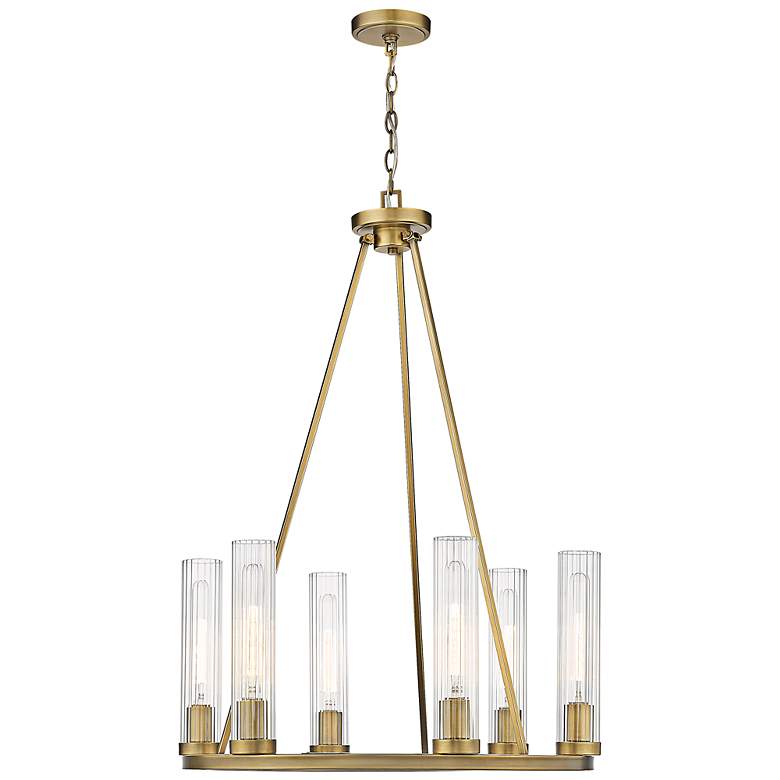 Image 7 Beau 26" Wide Rubbed Brass 6-Light Chandelier more views