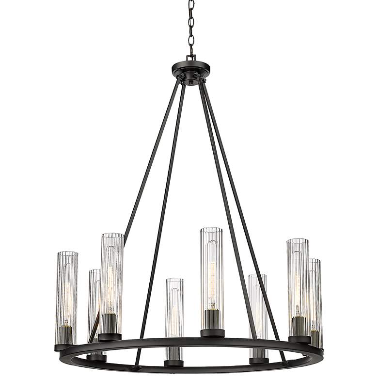 Image 3 Beau 33" Wide Bronze Metal 8-Light Ring Chandelier