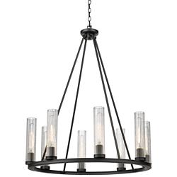 Beau 33" Wide Bronze Metal 8-Light Ring Chandelier