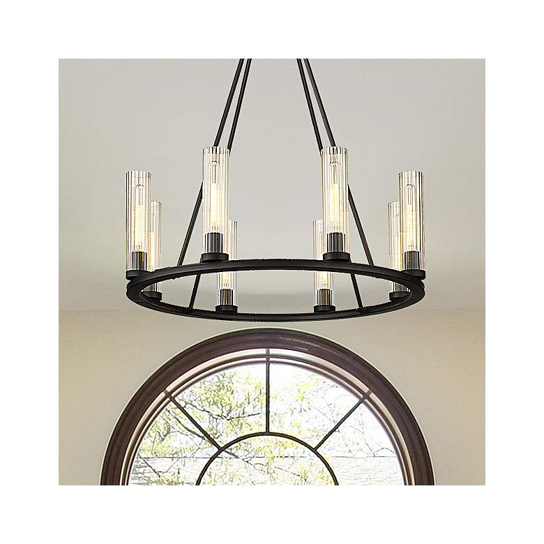 Image 2 Beau 33" Wide Bronze Metal 8-Light Ring Chandelier