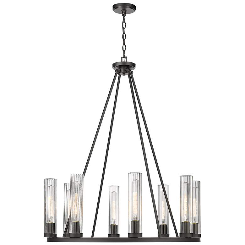 Image 5 Beau 33" Wide Bronze Metal 8-Light Ring Chandelier more views