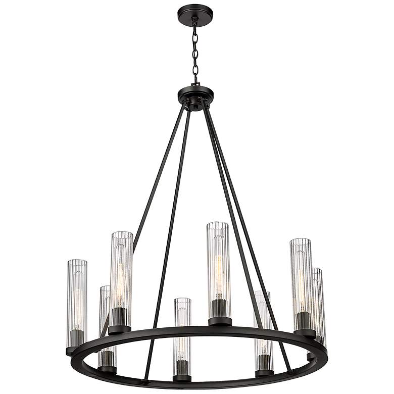 Image 6 Beau 33" Wide Bronze Metal 8-Light Ring Chandelier more views