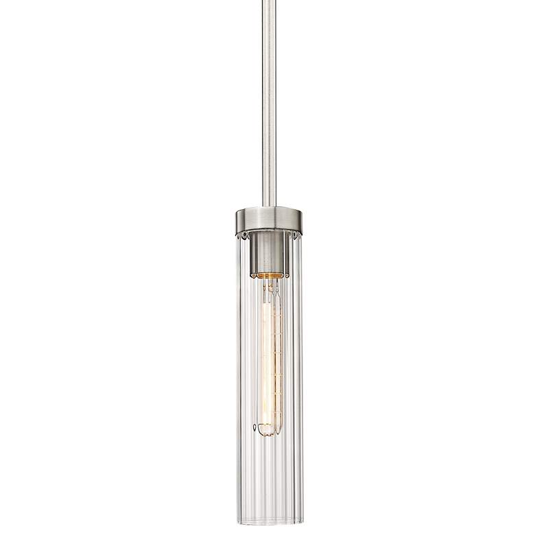 Image 3 Beau 4 3/4" Wide Brushed Nickel Mini Pendant w/ Clear Glass
