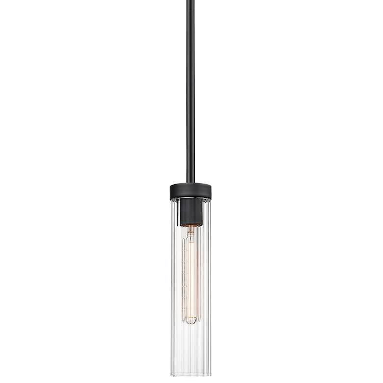 Image 1 Beau 4 3/4" Wide Matte Black Mini Pendant with Ribbed Glass
